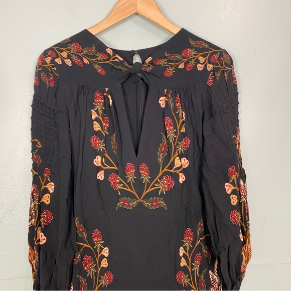 Farm Rio Berry Garden Long Sleeve Pleated Maxi Dress Floral Medium MISSING SASH - Picture 3 of 11